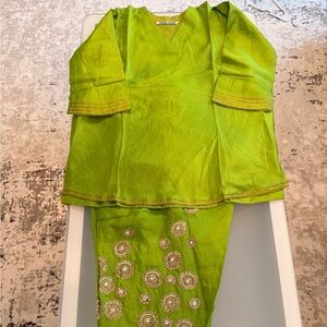 Embroidered Lime Green Salwar Kameez Set